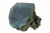 Blue-Green Cuboctahedral Fluorite on Sparkling Quartz - China #161778-1